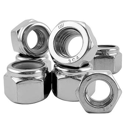 120Pcs M2-0.4mm Nylon Lock Nuts, 304 Stainless Steel Nylon Insert Locknuts (A2-70), Hex Nylock Nuts, Coarse Thread for Automotive, Machinery & DIY