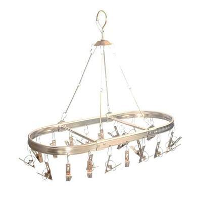 Sock Drying Rack with 26 Clips, Anodized Aluminum Hanging Dryer | Aluminum Hanging Drying Rack, For Underwear, Baby Clothes & Delicates, Wind-Resistant Hook, Oval Design-Champagne Gold