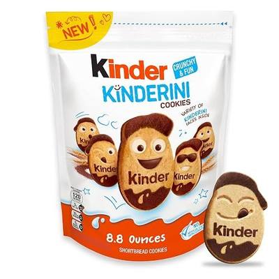 Kinder Kinderini Shortbread Cookies, Crunchy Biscuits Snack with Fun Expressions, Resealable Bag, 8.8 oz