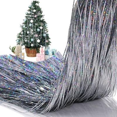 Lyrow 3 Pack 1000 Strands Tinsel Icicles for Christmas Tree Tinsel Christmas Tree Xmas New Years Eve Festivals Decor Birthday Party Supplies (Laser Silver)