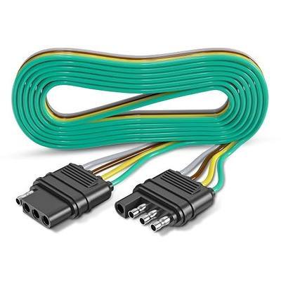 4 Pin Trailer Connector Harness Extension 80 Inch, 16AWG 4 Way Trailer Plug Flat Wire Extender, Male to Female Trailer Light Connector for Hitch, Utility, Boat, or RV Trailers