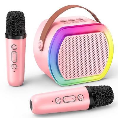 Mini Karaoke Machine with 2 Wireless Microphones, Kids Portable Karaoke Machine for 3, 4, 5, 6, 7, 8, 9, 10, 11, 12+ Year Old, Best Birthday Christmas Toy Gift-Stocking Stuffers for Girls