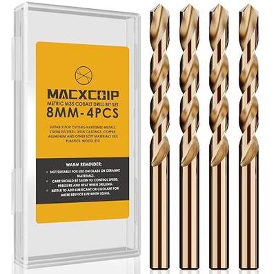 Metric 4Pcs M35 Cobalt Drill Bit Set, 8mm HSS Cobalt Jobber Drill Bits, for Hardened Metals, Stainless Steel, Cast Iron and Wooden Plastics