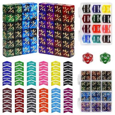 110 Pieces MTG Abilities Keyword Tokens 12mm Dice Counters Set for Magic The Gatering, MTG Life Counter Buff Tokens with Box, Compatible with TCG CCG Magic Card Games Accessories