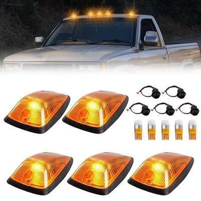 LED Cab Roof Marker Lights for 1988-2002 GMC/Chevy C/K1500 2500 3500 Pickup Trucks, Cab Marker Lights Housing Amber Lens with LED Bulb and Wires, Pickup Top Roof Running Light, Pack of 5