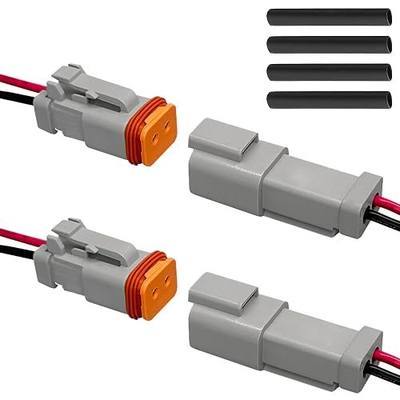 2Pin 2Pack Deutsch DT Waterproof Connector Male Female Plug Wiring Harness Automotive Electrical Connectors with Heat Shrink Tubing for Car,Truck,Boats,LED Work Light, 16 AWG