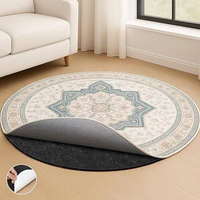 Deep Dream Dual Surface 8' Round Rug Pad, Waterproof 1/4" Thick Felt + Rubber Backing, Non Slip Round Carpet Gripper for Area Rugs, Protective Cushioned Pads for All Floors