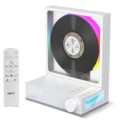 HOTT C229 Portable CD Player Bluetooth 5.3 CD Players for Home,Music Player with HiFi Speaker,Recheageable 4000mAh, Micro SD/AUX Desktop CD Players (White)