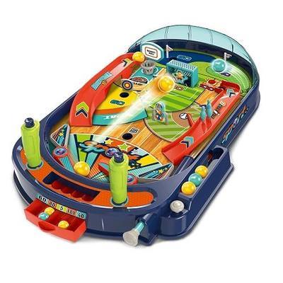 Kids Pinball Machine — Tabletop Arcade Game with Obstacles, Pull-Rod Launcher, Flippers, Scoring Targets, Pins & Mini Hoop, 1-2 Player Mini Pinball for Kids Ages 3+