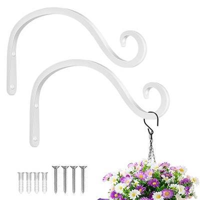 BOLITE Plant Hangers Outdoor Indoor, 8 Inch Wall Plant Hooks, Metal, White | Bird Feeder Hanger for Hummingbird Feeders, Planters, Lanterns, Wind Chimes, Easy-Install, 2 Pack, Gifts for Women Men