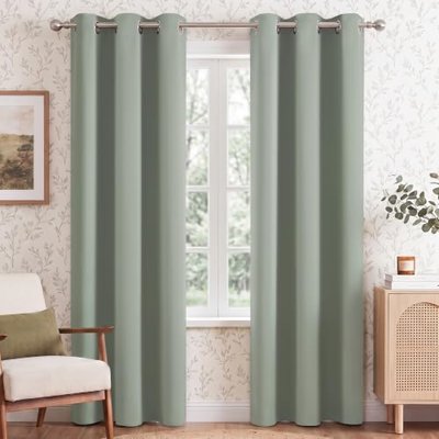 NICETOWN Beige Light Blocking Curtains 84 Inches Long 2 Panels for Living Room, Bedroom, Office Thermal Insulated Blackout Drapes Solid Grommet Noise Reducing Window Curtains, W40