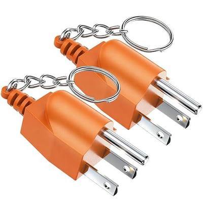 Generator Grounding Plug with Keychain - Portable Neutral Ground Bonding Adapter (NEMA 5-15P to 5-15R/TT-30R) for Inverter Generators, RV, Trailer, Camping - Easy Storage & Anti-Loss (2Pack ,Orange)