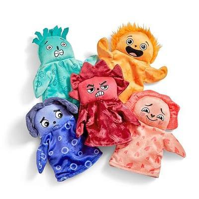 hand2mind Feelings Family Hand Puppets Secondary Emotions, Social Skills Activities, Mindfulness for Kids, Social Emotional Learning Activities, Sensory Play Therapy Toys for Counselors (Set of 5)