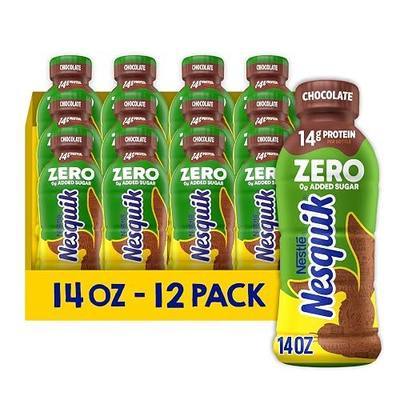Nesquik Zero Sugar Chocolate Milk Drink, 14 Fl Oz, 12 Pack | Ready to drink chocolate milk; zero sugar; aseptic; 12 x 14 fl oz