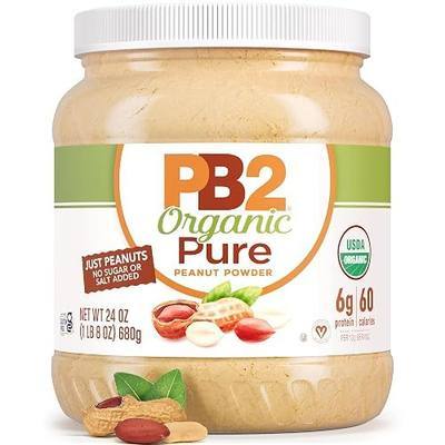 PB2 Pure Organic Powdered Peanut Butter | Pure, USDA Organic Certified, Non-GMO Peanuts with No Salt, No Sugar | Vegan, Keto Friendly | 24oz Resealable Jar