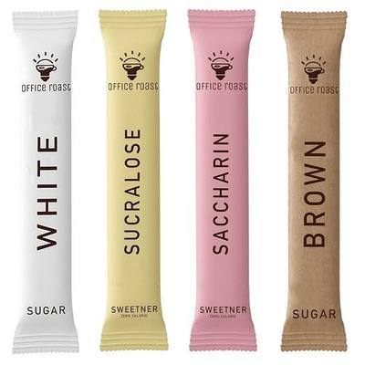 Office Roast Variety Pack - Assorted Sweeteners for Coffee, Tea & Beverages – Includes Saccharin, Sucralose,White Sugar & Raw Brown Sugar – Convenient, Individually Wrapped Packets (200 Count Total)