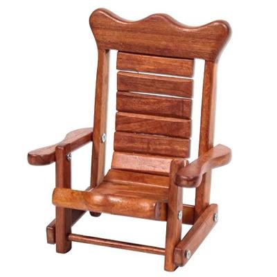 Mini Wooden Rocking Chair Phone Holder Stand – Handmade Solid Wood Cell Phone Stand for Desk, Cute Rustic Phone Holder for Office, Bedroom, Home Décor and Gifts