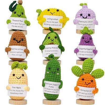Positive Crochet Animals with Messages Emotional Support Plush 9D | Appreciation Gifts Bulk for Friends Cemployee Teacher Advent Thanksgiving Christmas Party Favors Desk Pets