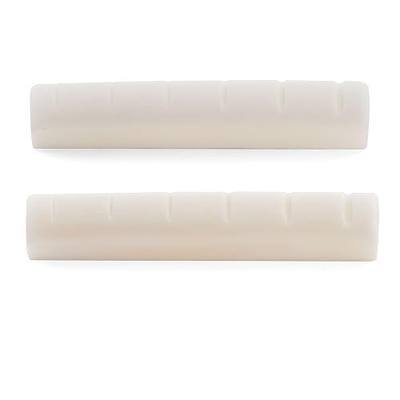 Musiclily Pro 44x5x9mm Flat Bottom Slotted Bone Nut for 6 String YA Style L Series Acoustic Guitar, White (Set of 2)
