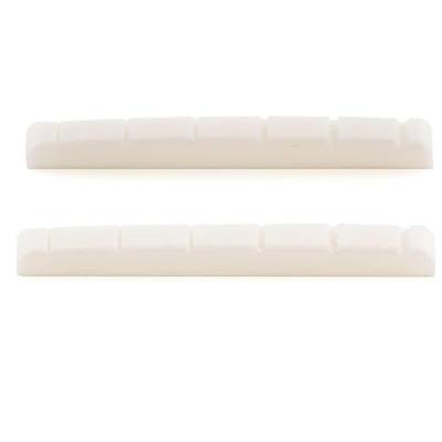 Musiclily Pro 40.5x3x5mm Flat Bottom Slotted Bone Nut for 6 String Squier Affinity Strat Tele Style Electric Guitar, White (Set of 2)