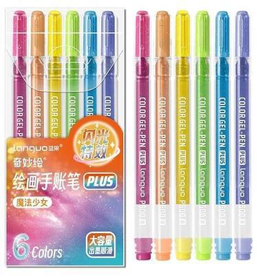 Glitter Gel Pens, 6 Pack Glitter Pens For Adults Coloring Books, 1.0mm Point Colored Pens, Large Capacity Ink Pens for Coloring, Writing, Drawing, Journaling, Note Taking, Office, Home