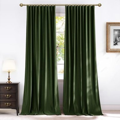 NICETOWN Slate Blue Velvet Curtains 84 inch Long 2 Panels, Back Tab Rod Pocket Pinch Pleated Blackout Window Treatment for Living Room and Sliding Glass Door, Soft Touch Luxurious Drapes, W52” x L84“