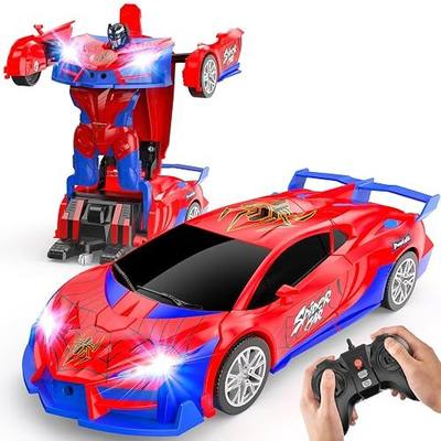 Spider Transform Remote Control Car Toys for Boys 4-7,2.4GHz RC Cars with Dual-Color Lights,Fast 360°Rotation,One-Click Deformation,Toys for 3 4 5 6 7 8 9 10 11 12 Year Old Boys