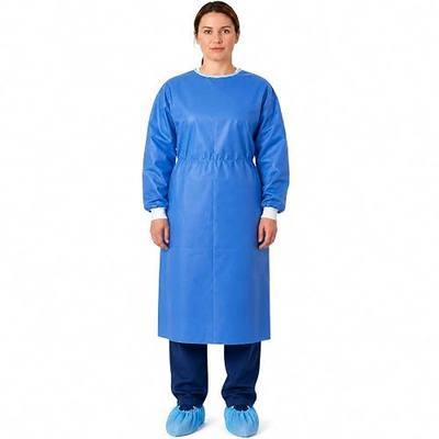 Isolation Gowns | 10-Pack | Disposable, Large, Blue SMS, Long Sleeves with Knit Cuffs, Waist & Neck Ties | Residential, Commercial, Medical, Dental, Lab, & Hospital Use