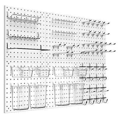 Peg Board Kit, Includes Pegboard and Accessories,with Hooks and Bins,Peg Board Wall Organizer for Office,Ornaments Display,Crafts Organization (129, White)