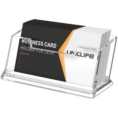 Uniclife Acrylic Business Card Holder for Desk, 1 Slot, 60 Card Capacity | Clear Business Card Display Stand for Men & Women Desktop Business Card Organizer Card Stand for Office Home Exhibition