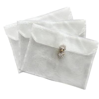 3 Pieces Scarf Storage Bag Beige Encrypted Matte Button Yarn Envelope Silk for Scarf Gifts Organza Clothing Wardrobe Organizer Packaging Bags 10.6 x 14.5 Inches (White 2)