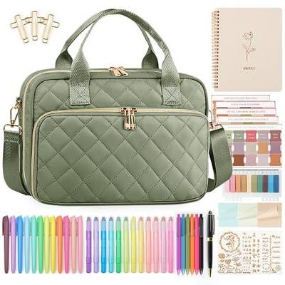 BellaHold Bible Cover Case for Women with All-in-One Bible Journaling Kit | 31 Highlighters, 75 Tabs, Bible Study Supplies & Christian Gift for Women and Teens (Shoulder Strap, Olive Green)