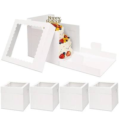 Moretoes 5 Pack 8 Inch Cake Boxes, Bakery Containers with Large Window | Easy to Assemble, Suitable for Cakes under 8 Inches, Pre-folded Cardboard, 325gsm Thickness Cardboard