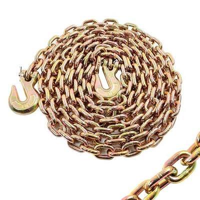 Heavy Duty G80 Transport Binder Chain 1/2'' Inch x 20 Feet | Tow Chain with G70 Clevis Grab Hooks,12000 lbs Safe Working Load Logging Chain For Transporting, Towing(1/2'' x 20FT Yellow).