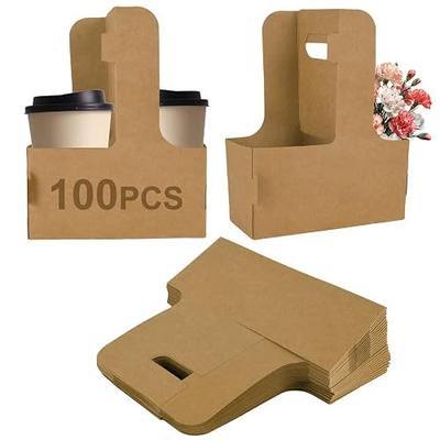 100 Pack Drink Carrier with Handle, 2 Cups or 4 Cups Assemblable Disposable Paper Cup Holder, Coffee and Drink Carrier, for Coffee and Drink Delivery Cup Holder