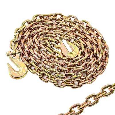 Heavy Duty G80 Transport Binder Chain 5/16'' Inch x 10 Feet,Tow Chain with G70 Clevis Grab Hooks,4900 lbs Safe Working Load Logging for Transporting, Towing(5/16'' x 10FT Yellow).