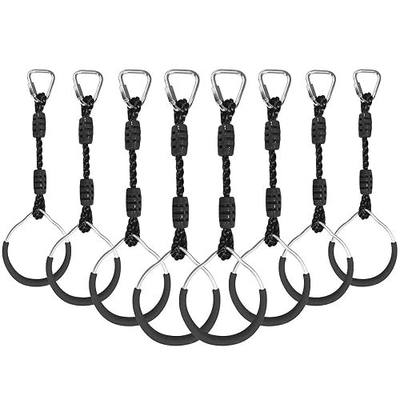 Hanging Ninja Gymnastic Ring Swing Monkey Bar Climbing Bar Jungle Fist For Outdoor Indoor Backyard Activities, 8 Pack Black Obstacle Course Rings Workout Playground Training Equipment Trapeze Play Set