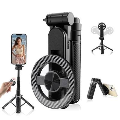 4-in-1 Multifunctional Magnetic Selfie Stick,360° Rotation Phone Tripod, Portable Extendable Mag Tripod,for Video Recording & Vlog,Portable Pocket Size for iPhone & Android(Black)