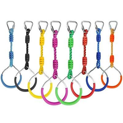 8 Colorful Ninja Ring Fitness Gymnastic Ring Outdoor Backyard Playground Training Equipment Play Set, Funny Jungle Gym Fist Hanging Swing Monkey Bars Ninja Warrior Obstacle Course Trapeze Accessories