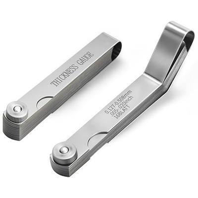 2PCS Feeler Gauges Set - Stainless Steel Feeler Gauges for Valves, Standard SAE/Metric Spark Plug Gap Tool, Straight & Angled Thickness Measuring Tool for Valves, Spark Plug, Guitar, Piston