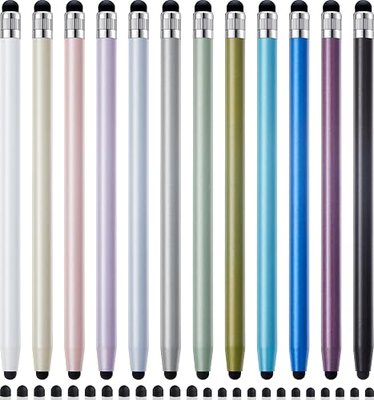 LINFANC 12Pcs Stylus Pen for Touchscreen, 2-in-1 High Precision & Sensitivity Stylus Pen for iPad/iPhone/Android Smartphones and Tablets Compatible with All Touch Screens