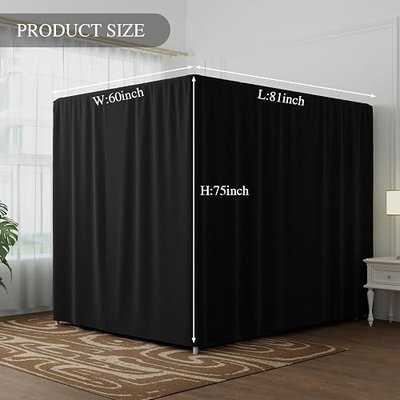 Black Canopy Bed Curtains - 4 Corner Post Bed Curtains Queen Lightproof Siamesed Drapes Bed Canopy for Adults & Girls Bedroom Decoration(Black,Queen)