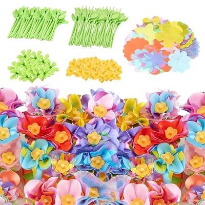 Hamdol Flower Press Toy Accessories for Kids, DIY Fabric Flower Craft Refill Kit, Arts & Crafts Supplies for Flower Bouquet Making, Perfect for Valentine, Easter, Birthday Gift