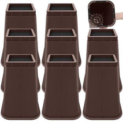 Bed Risers Heavy Duty, Adjustable Furniture Risers 8 inch, Non Slip Lift Supports for Beds/Couches/Sofas, Durable Square Design with Creates Storage Space (Brown 9 Pack, 8 Inch)