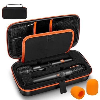 Wireless Microphone Case Compatible with JBL Wireless Two Microphone System & Dual Partybox Mics, Handheld Dual Mic Travel Bag for Singing & Karaoke | Waterproof & Dirt Resistant - Black (BOX ONLY)