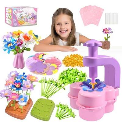 GPPNKC Flower Bouquet Craft Kit Flowers Market Toy Educational Toys Fun DIY Activity Set Christmas Birthday Gift for 4 5 6 7 8+ Year Old Girls and Boys