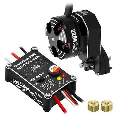 GOUPRC Upgarde 30A Brushless Esc & 2204 2400KV Brushless Outrunner Motor with Transmission for SCX24 RC Crawler Axial 1/24 RC Car Truck Black