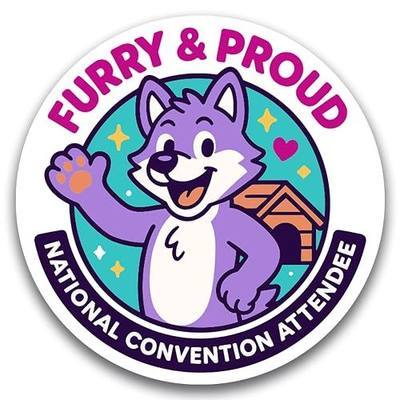 Magnet Me Up Furry & Proud, National Convention Attendee Gag Magnet - 5" Round Magnetic Decal for Car or Fridge Hilarious Furry Convention Joke Magnet - UV Printed, Weatherproof, Made in USA