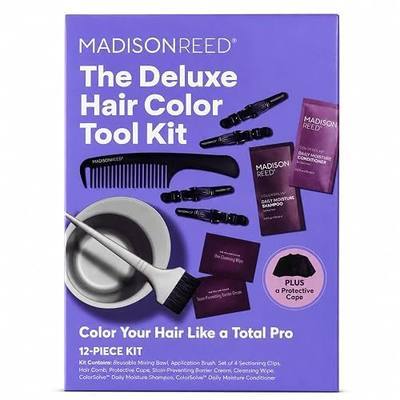 Madison Reed Deluxe Pro Color Tool Kit for DIY Hair Color | 12-piece set with mixing bowl, brush, 4 clips, comb, cleansing wipe, barrier cream, cape, shampoo & conditioner.