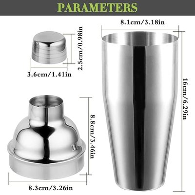 Cocktail Shaker,Drink Mixer with Built-in Strainer for Mixing Drinks Margaritas,Beginner Friendly Mixer Bar Utensil Tool (Sliver-01)